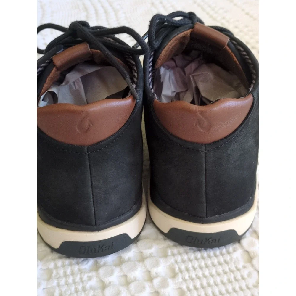 Olukai Papaku Ili Suede Leather Chukka Boots Size 13 Black White Lace Up